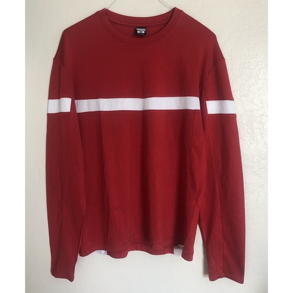 Eastbay Men's Medium Jersey Long Sleeve Crew Neck Red & White Embroidered Logo - Picture 1 of 8